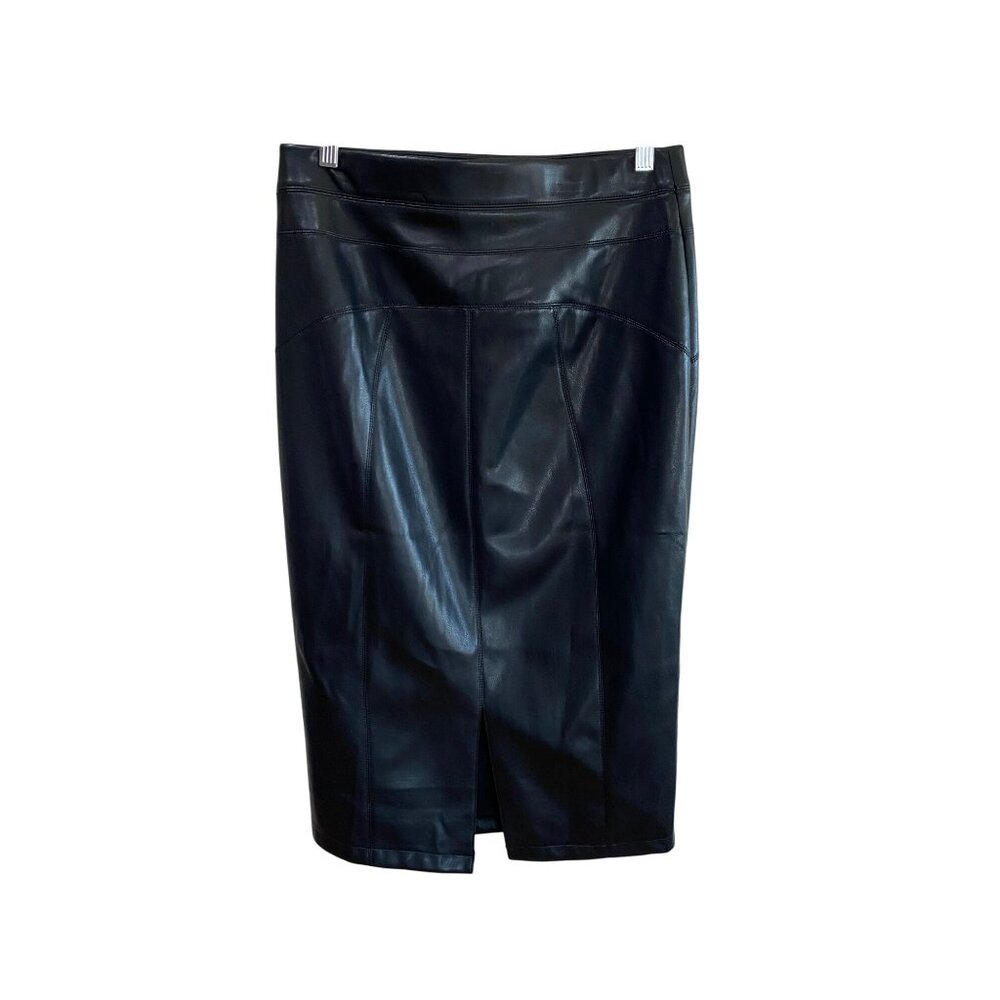 Marc New York Andrew Marc Faux Leather Pencil Skirt Black Midi Style M5MS0319 S - Picture 7 of 9